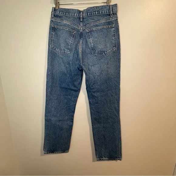 Reformation High Rise Straight Blue Jeans 31 flaw