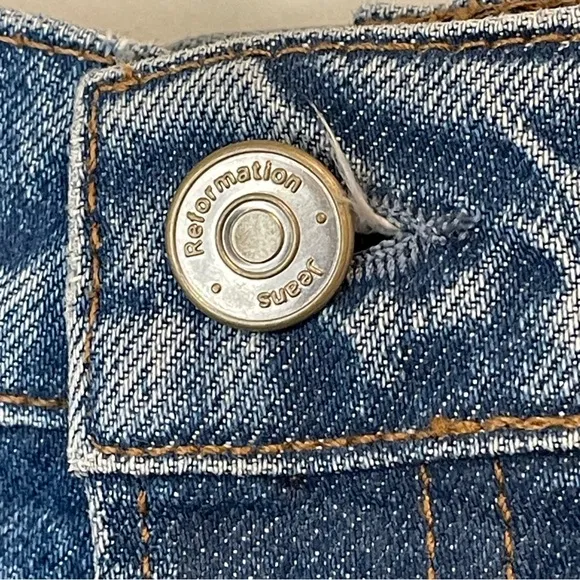 Reformation High Rise Straight Blue Jeans 31 flaw