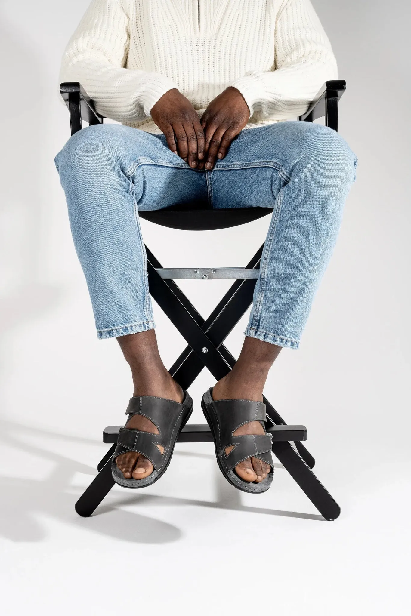 'Rodigo-H' men's wide fit (H) sandal - Grey