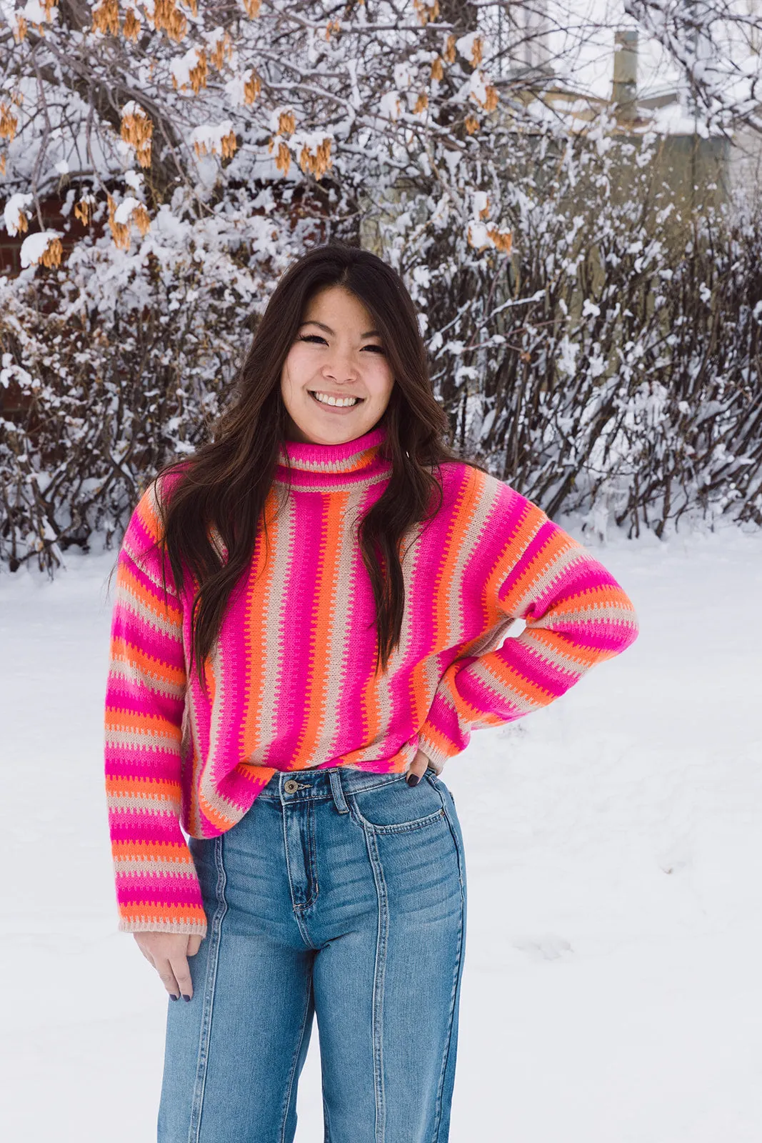 Ryley Mock Neck Striped Sweater