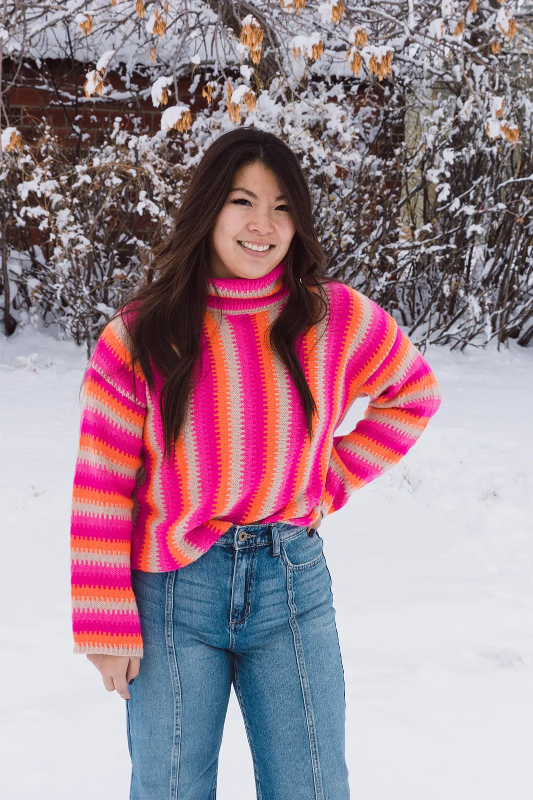 Ryley Mock Neck Striped Sweater