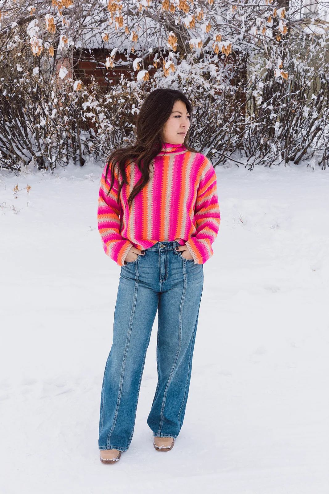 Ryley Mock Neck Striped Sweater