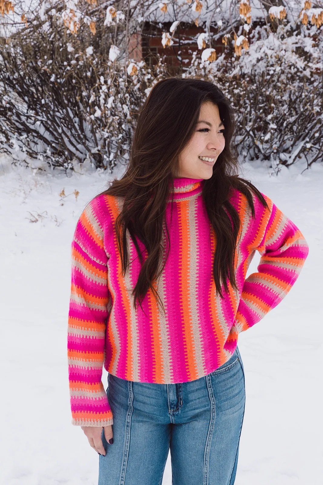 Ryley Mock Neck Striped Sweater