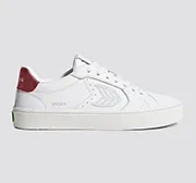 SALVAS White Premium Leather Ice Logo Metallic Red Sneaker Men