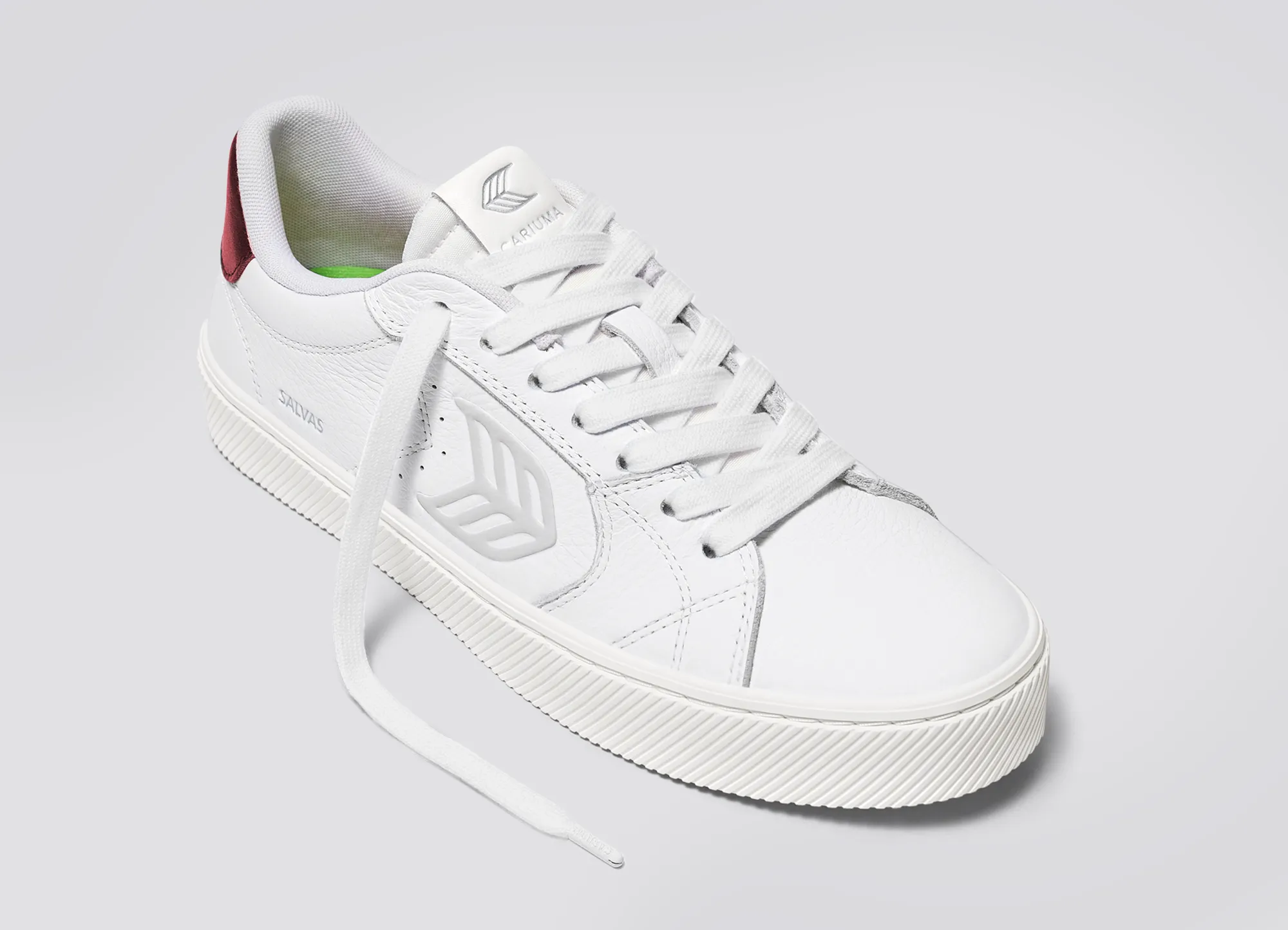 SALVAS White Premium Leather Ice Logo Metallic Red Sneaker Men