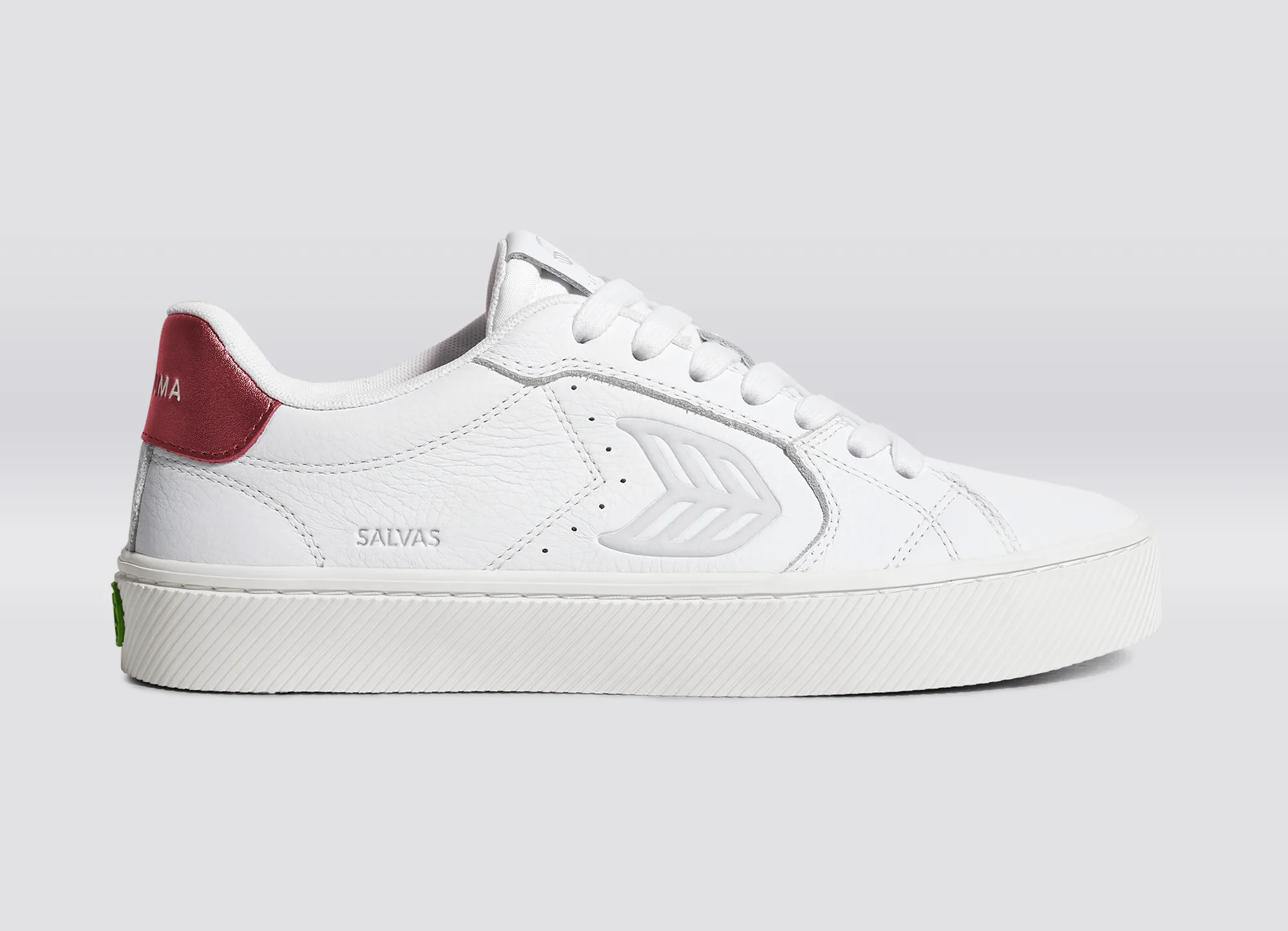 SALVAS White Premium Leather Ice Logo Metallic Red Sneaker Men