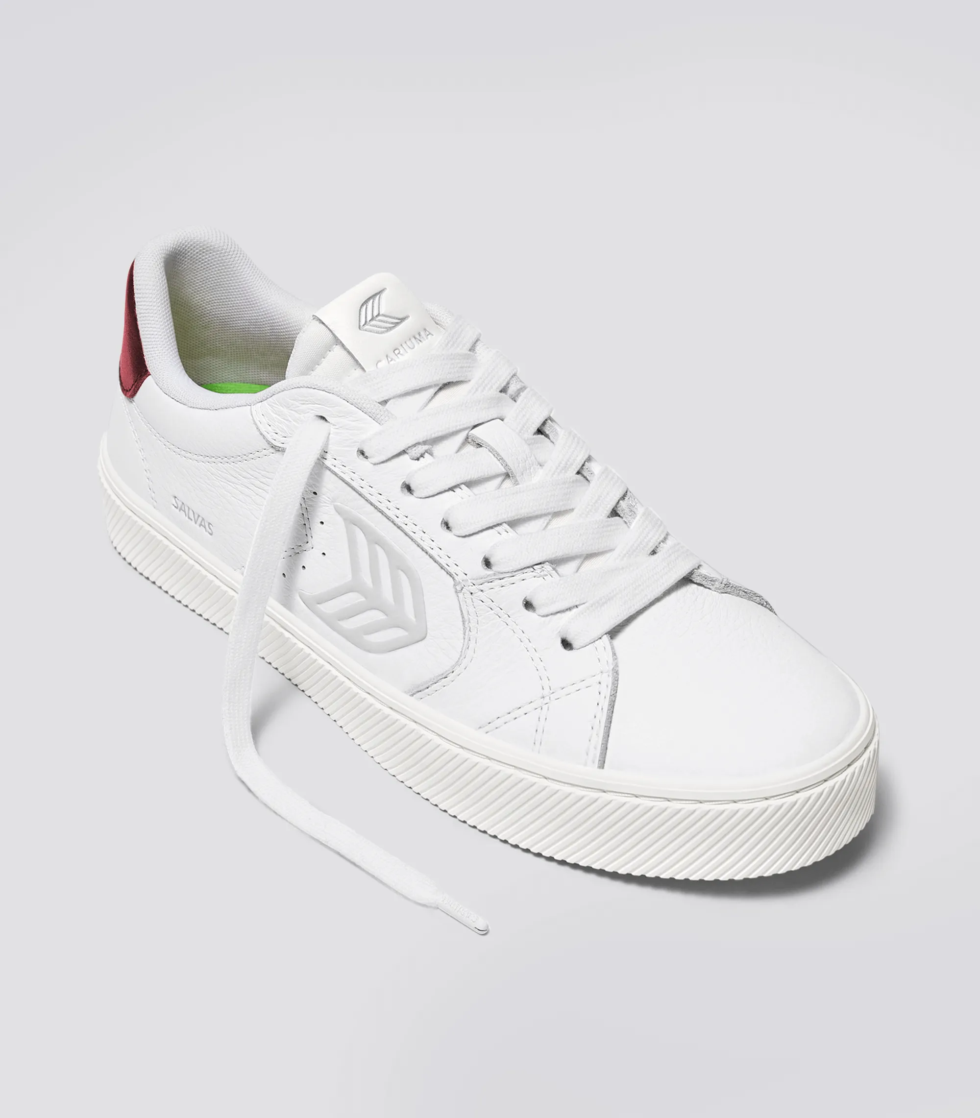 SALVAS White Premium Leather Ice Logo Metallic Red Sneaker Men