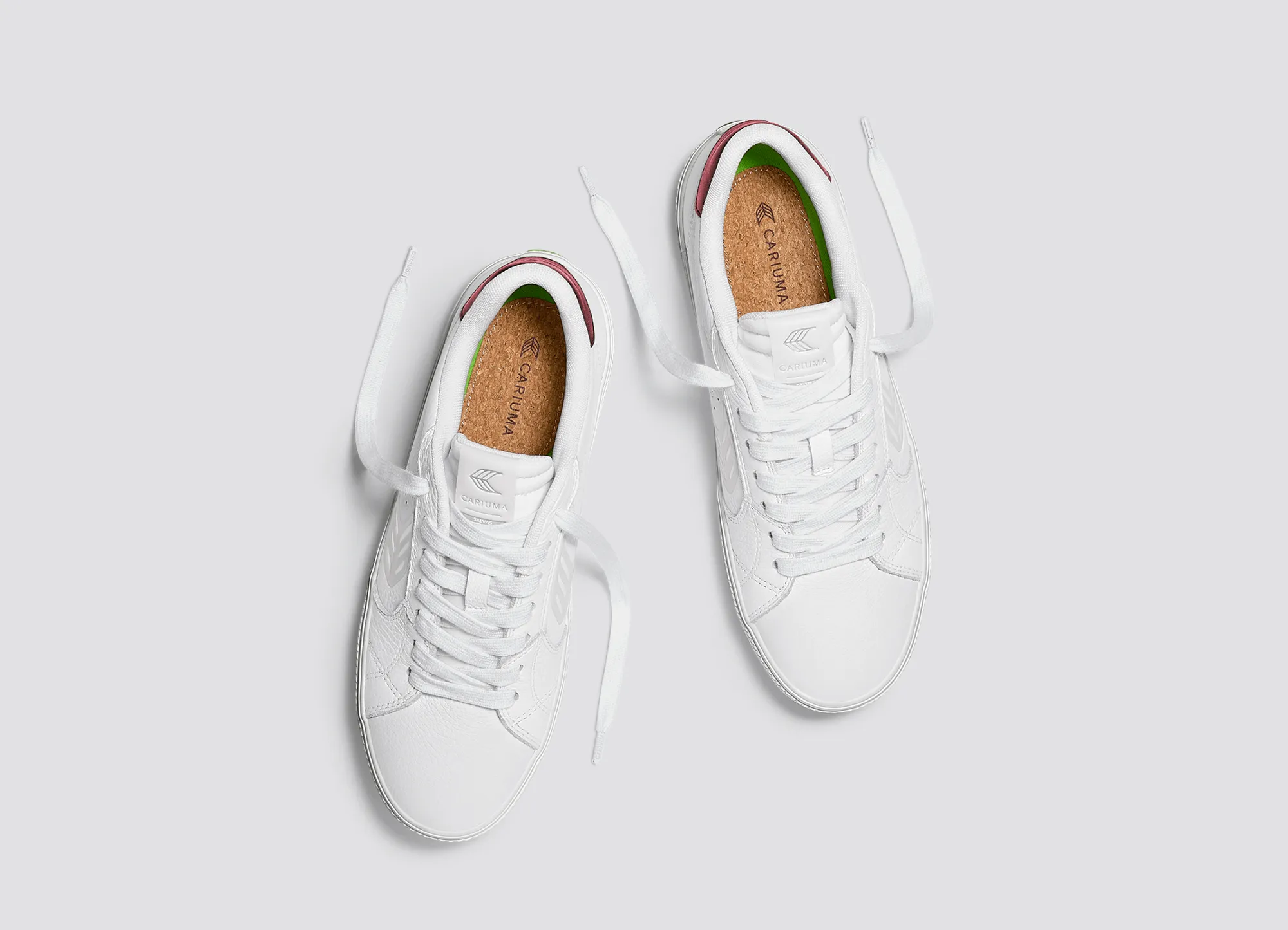 SALVAS White Premium Leather Ice Logo Metallic Red Sneaker Men