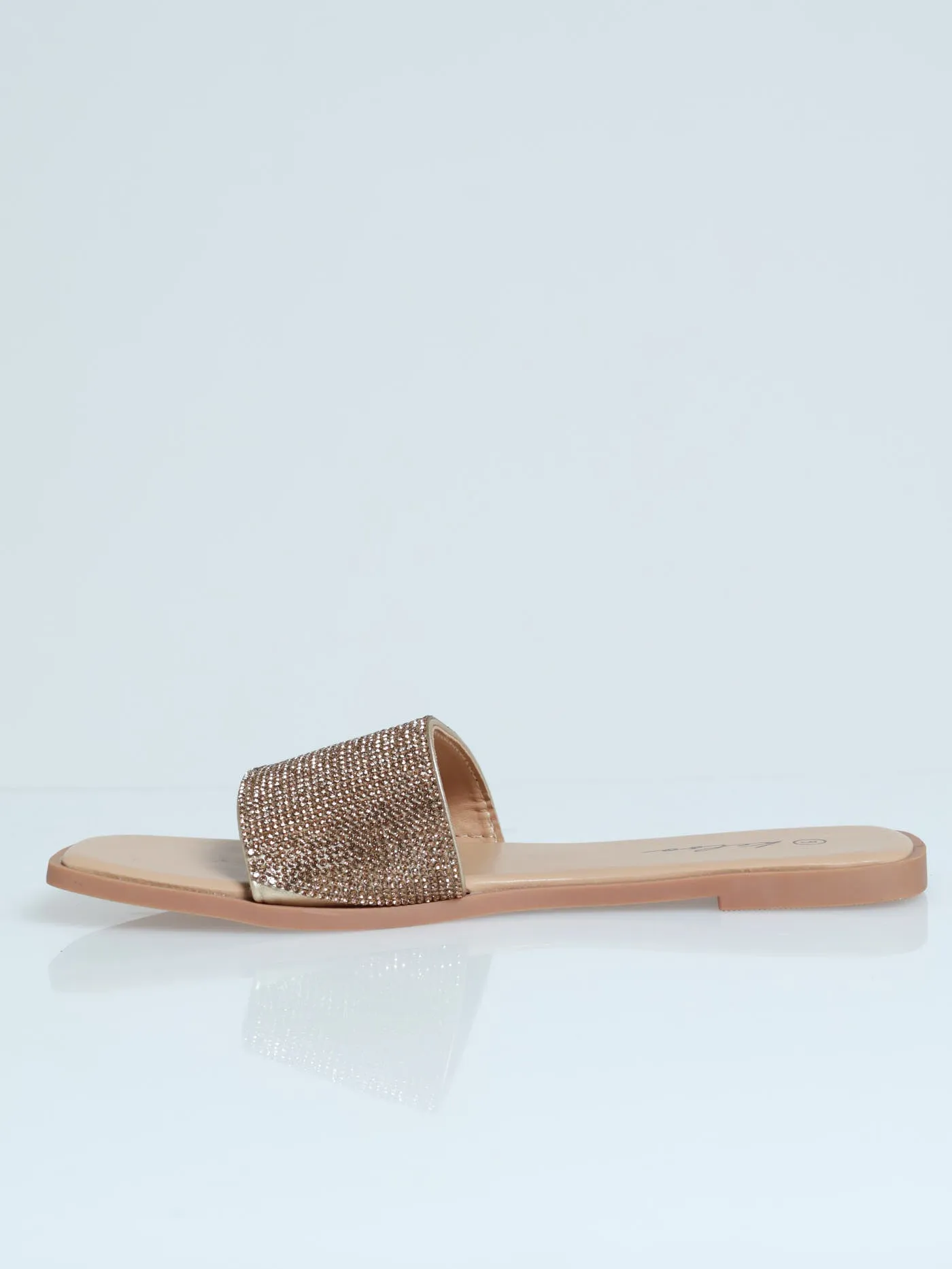 Single Band Diamante Mule Sandal - Gold