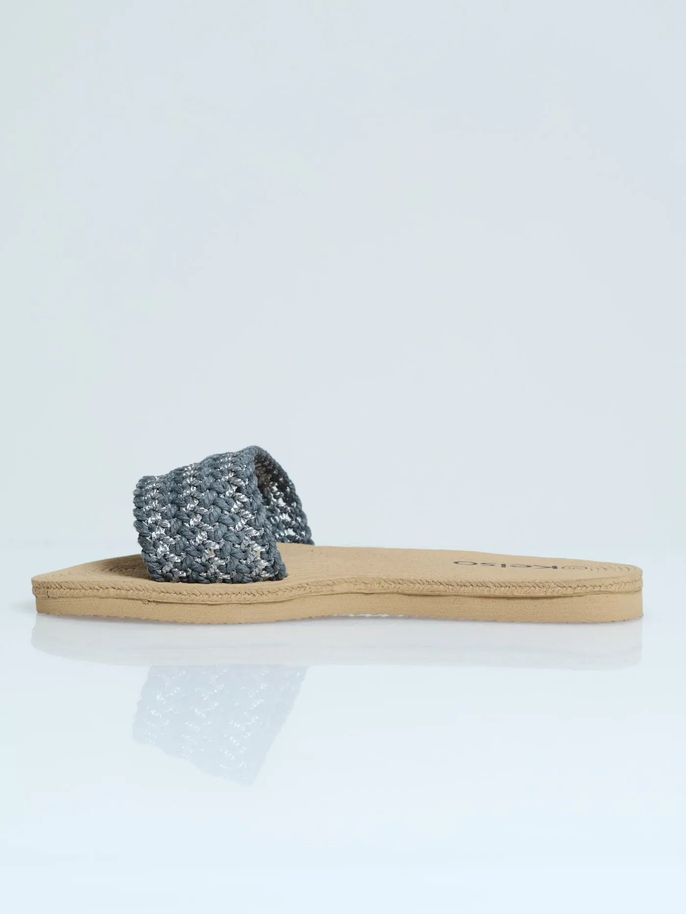 Single Band Mule Sandal - Grey & Pewter