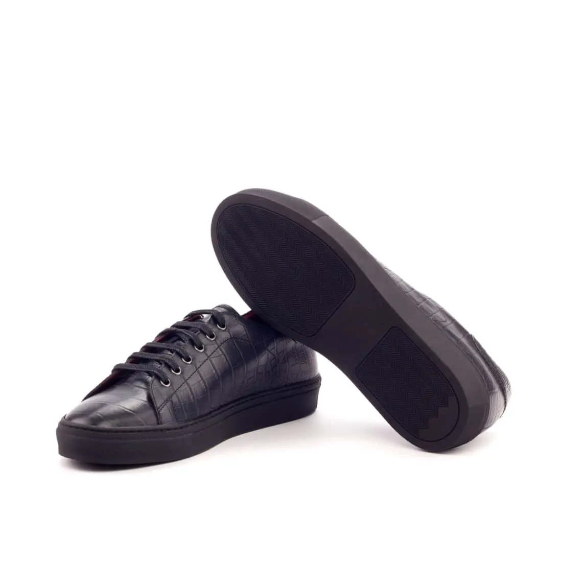 Sneakers Jersey en croco noir - Semelles Noires