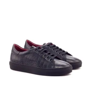 Sneakers Jersey en croco noir - Semelles Noires