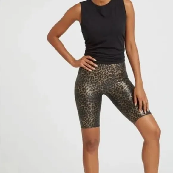 SPANX Leopard Print Bike Shorts