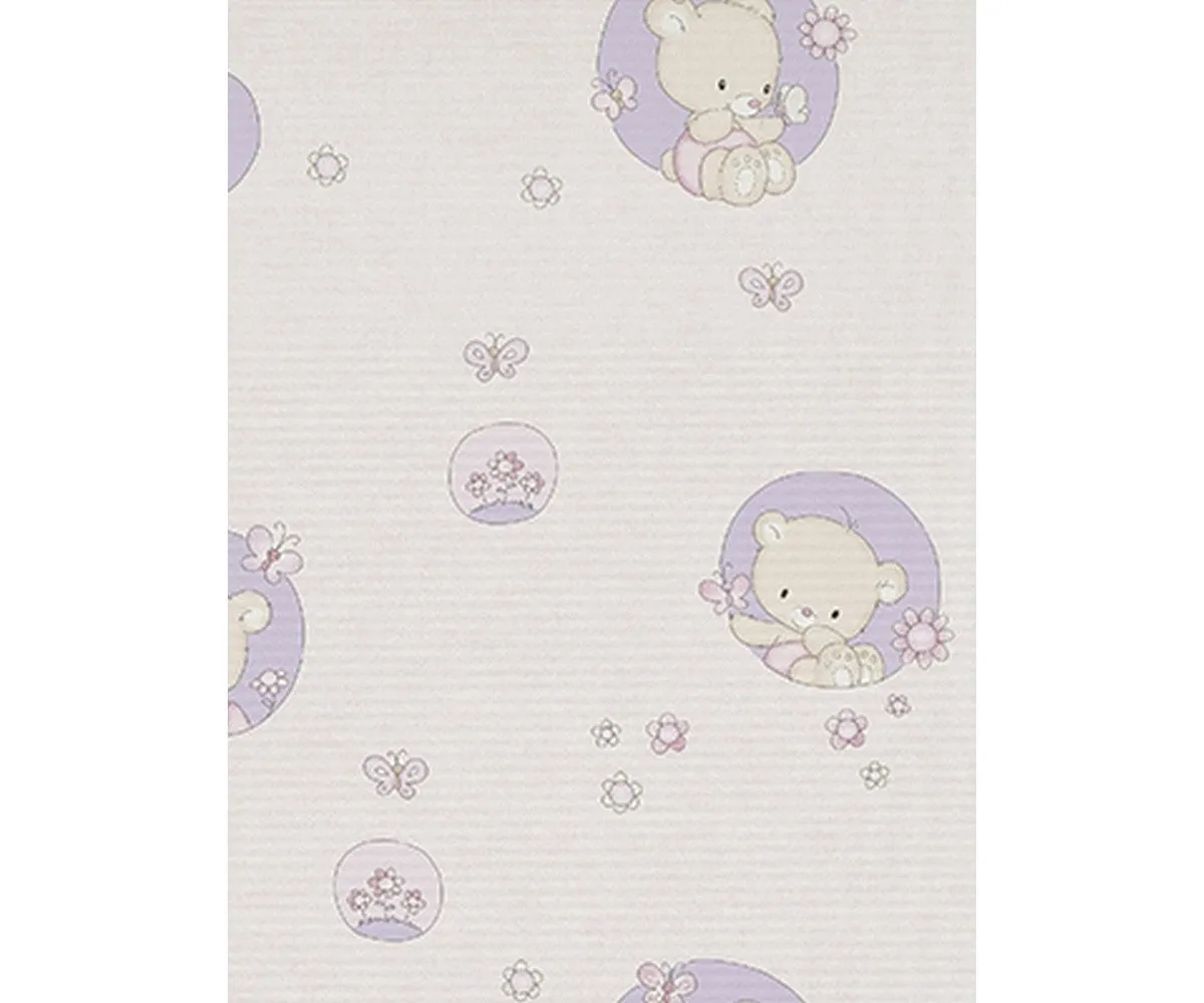 Teddy Bear Nature Rose Purple 7322-09 Wallpaper