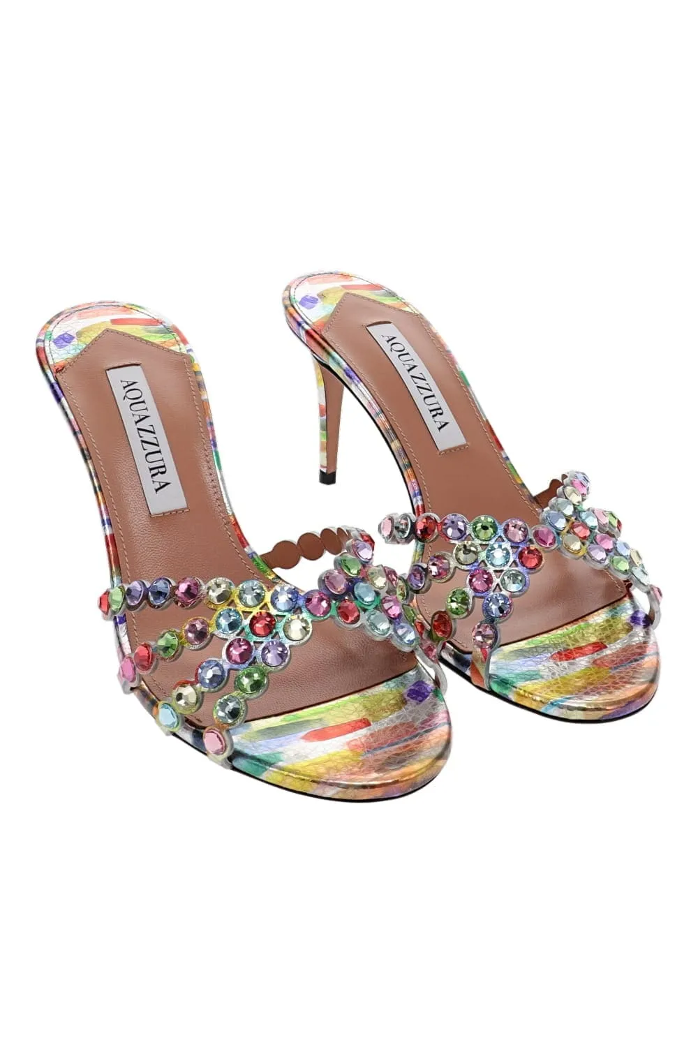 Tequila Rainbow Crystal Leather Mule