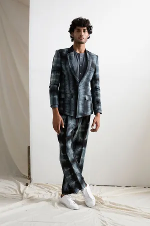 Verne Set - Grey Collarless Shirt with Tie & Dye Classic Suit Set