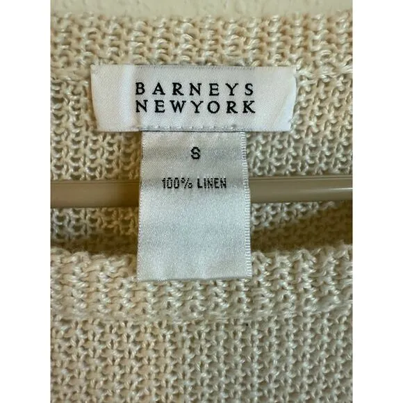 VTG Barneys New York Sweater Size 8 Womens 100% Linen Open Knit Quiet Luxury