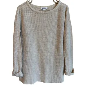 VTG Barneys New York Sweater Size 8 Womens 100% Linen Open Knit Quiet Luxury