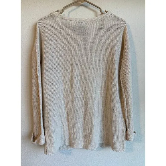 VTG Barneys New York Sweater Size 8 Womens 100% Linen Open Knit Quiet Luxury