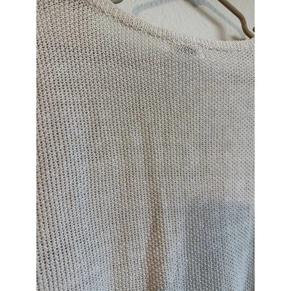 VTG Barneys New York Sweater Size 8 Womens 100% Linen Open Knit Quiet Luxury