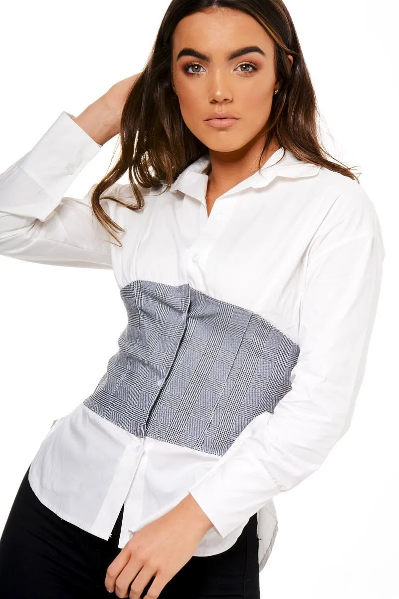 White Corset Lace Up Back Shirt - Ramona