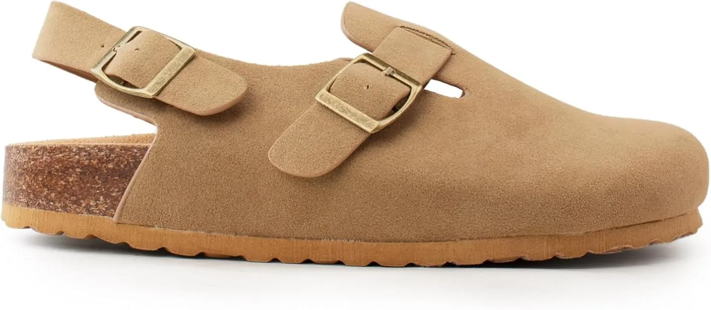 Wild Diva Matcha-20 Womens Slingback Clogs Cork Footbed Sandals Comfort Mules with Arch Support Slip On Slippers