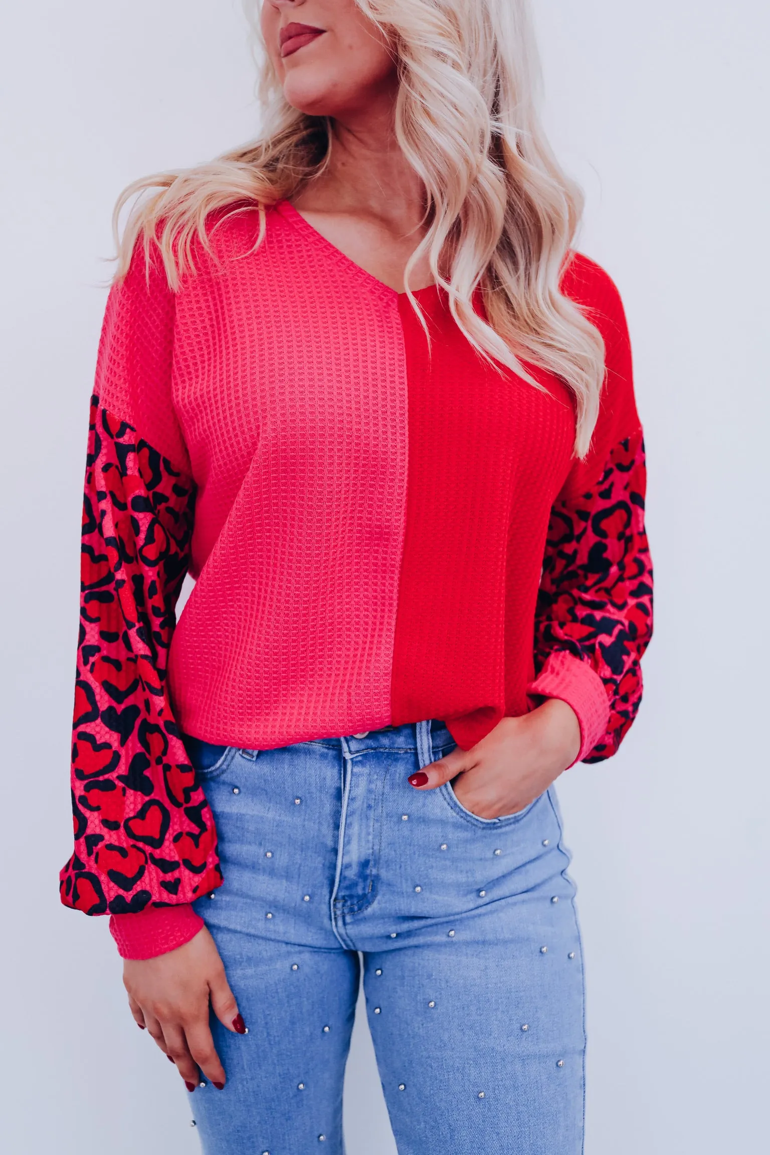 Wild Heart Leopard Sleeve Color Block Top