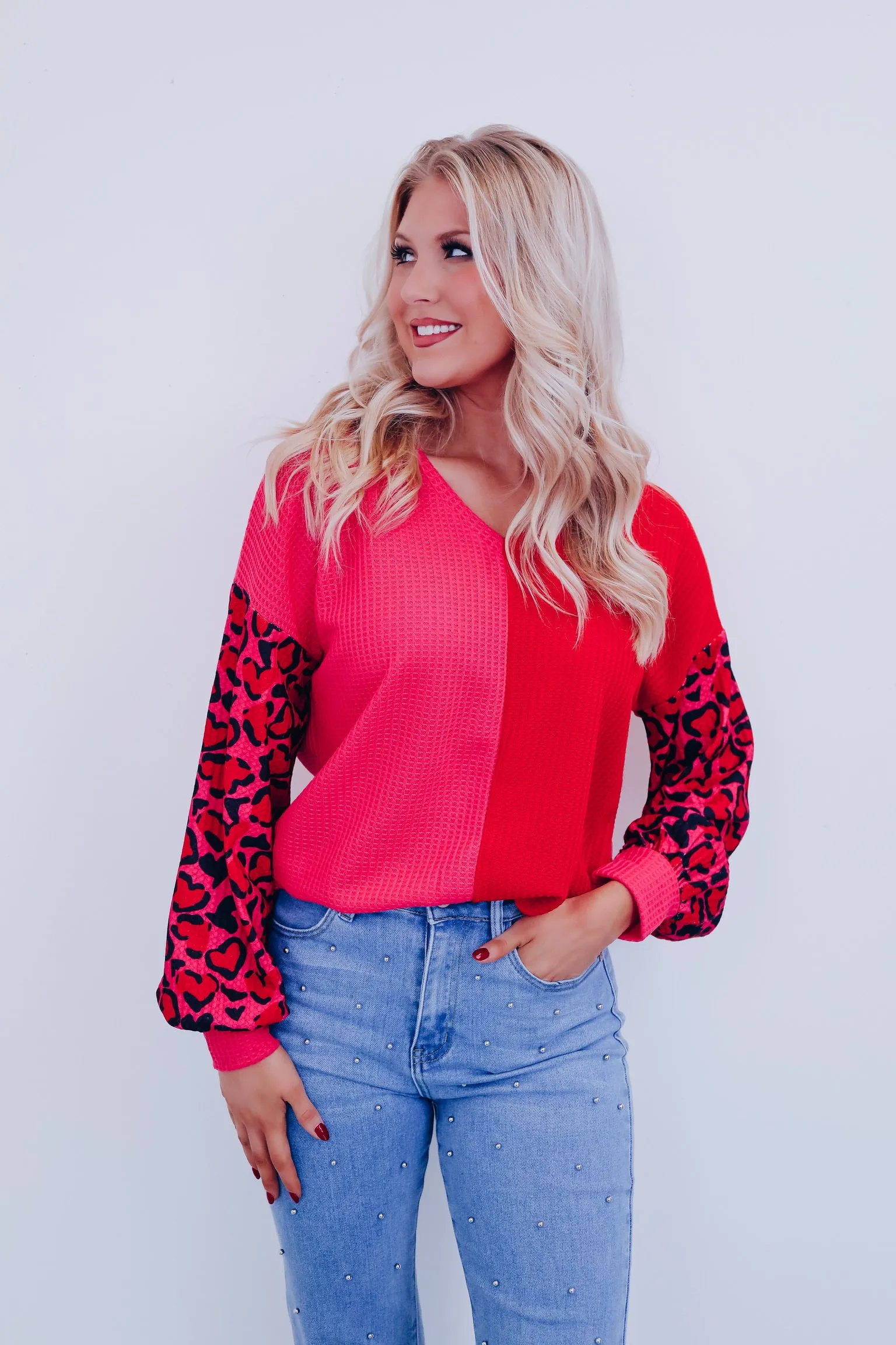 Wild Heart Leopard Sleeve Color Block Top
