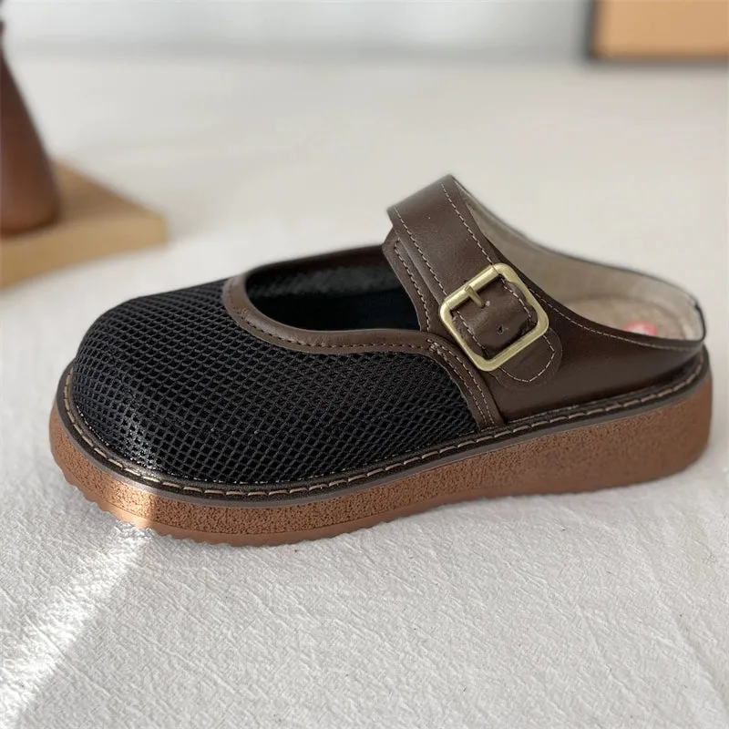 Women Casual Summer Mesh Hollow Slip-On Mule Shoes