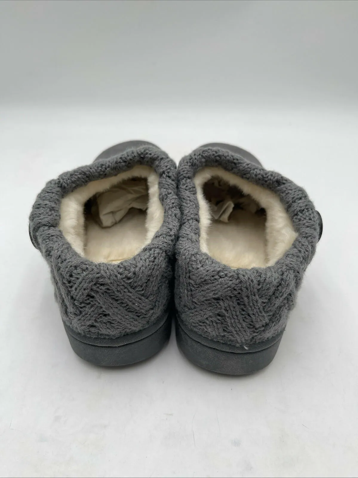 Women’s Clarks Cable Knit Sweater Clogs Dark Grey Size 7M - Very Good