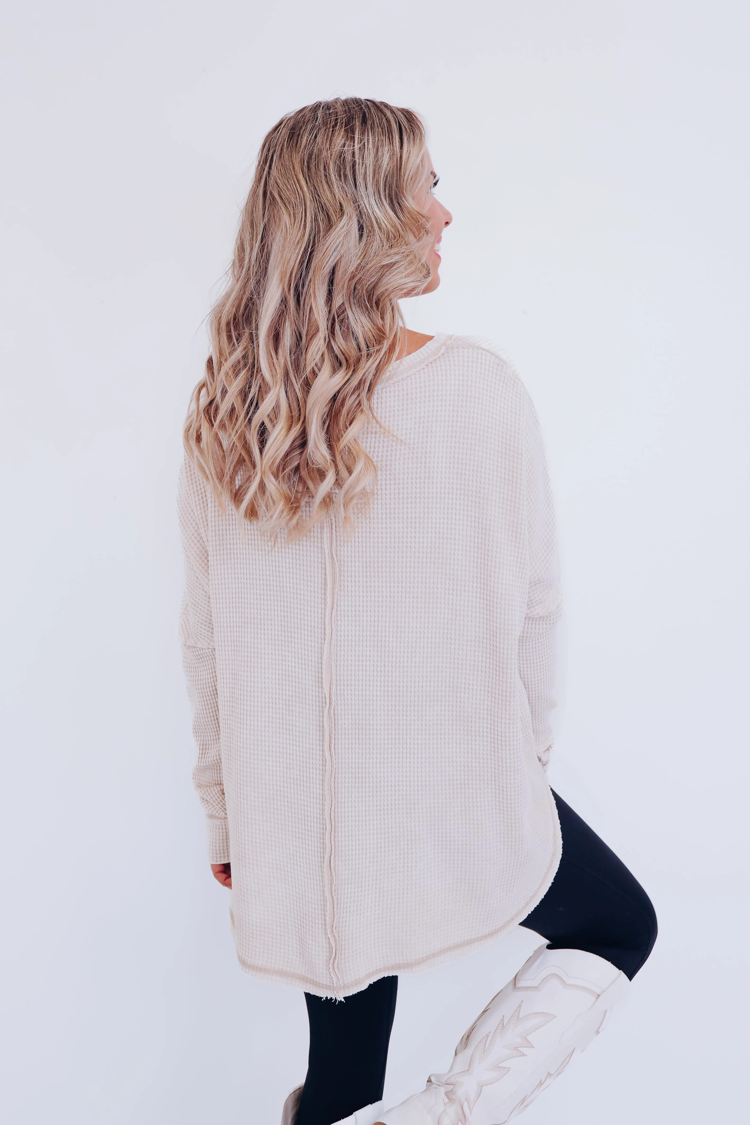 Wrenley Waffle Knit Top - Sand