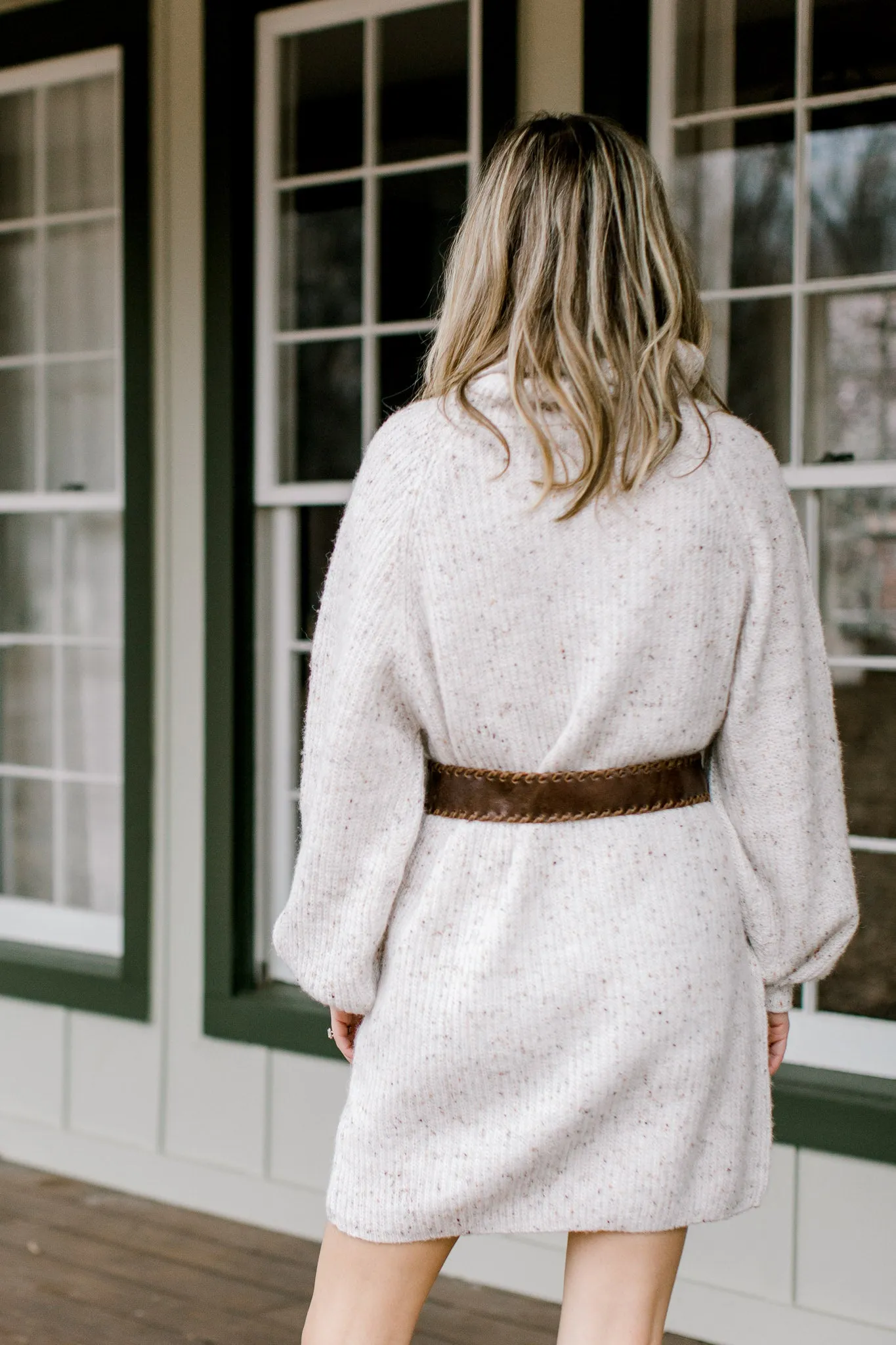 X Mottled Cream Sweater Dress
