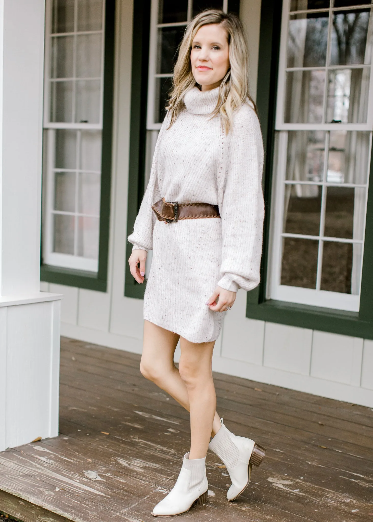 X Mottled Cream Sweater Dress