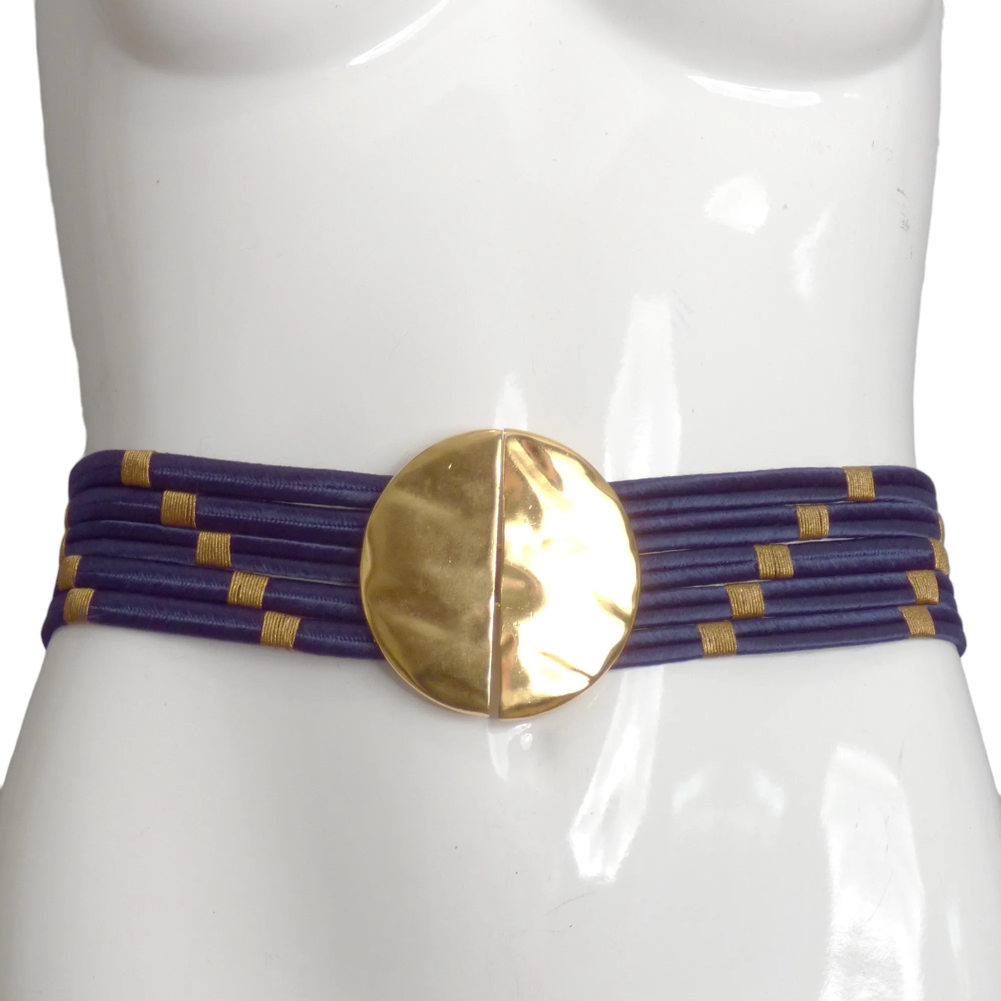 YVES SAINT LAURENT- 1980s Navy Cord Belt, Waist 31"