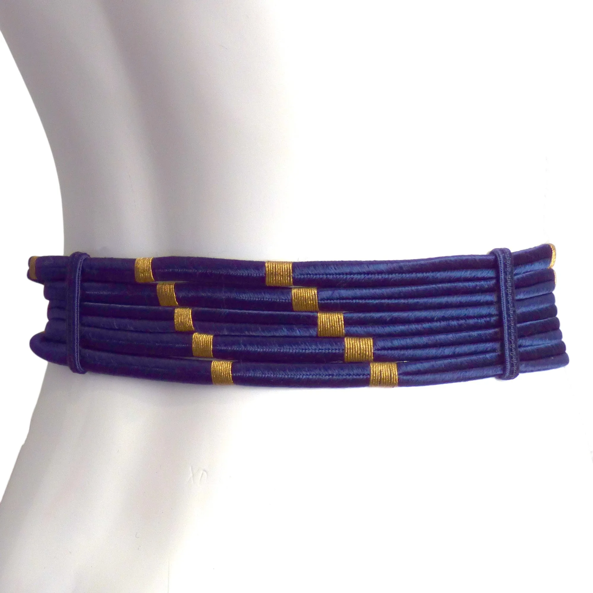 YVES SAINT LAURENT- 1980s Navy Cord Belt, Waist 31"