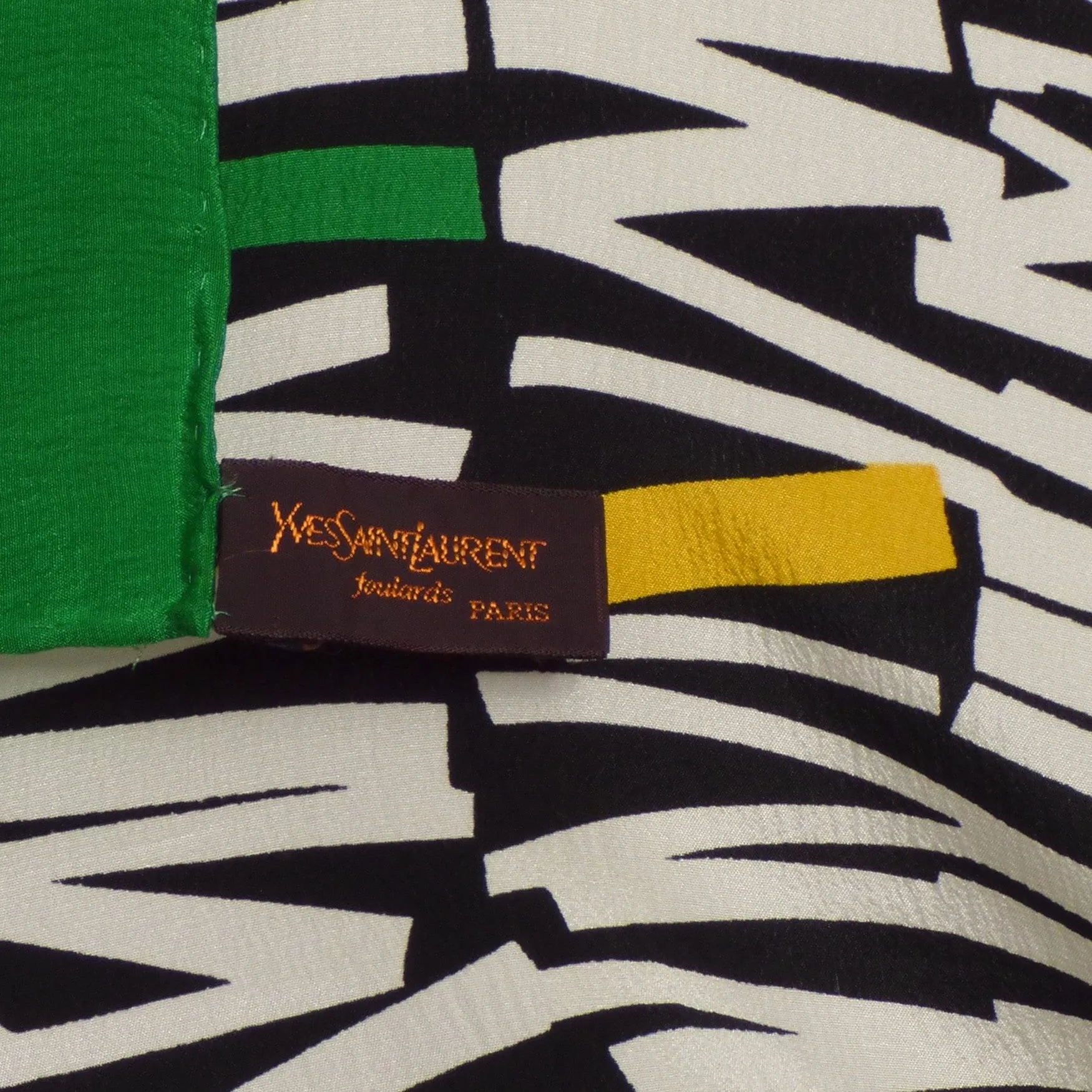 YVES SAINT LAURENT- Multi Color Print Silk Scarf