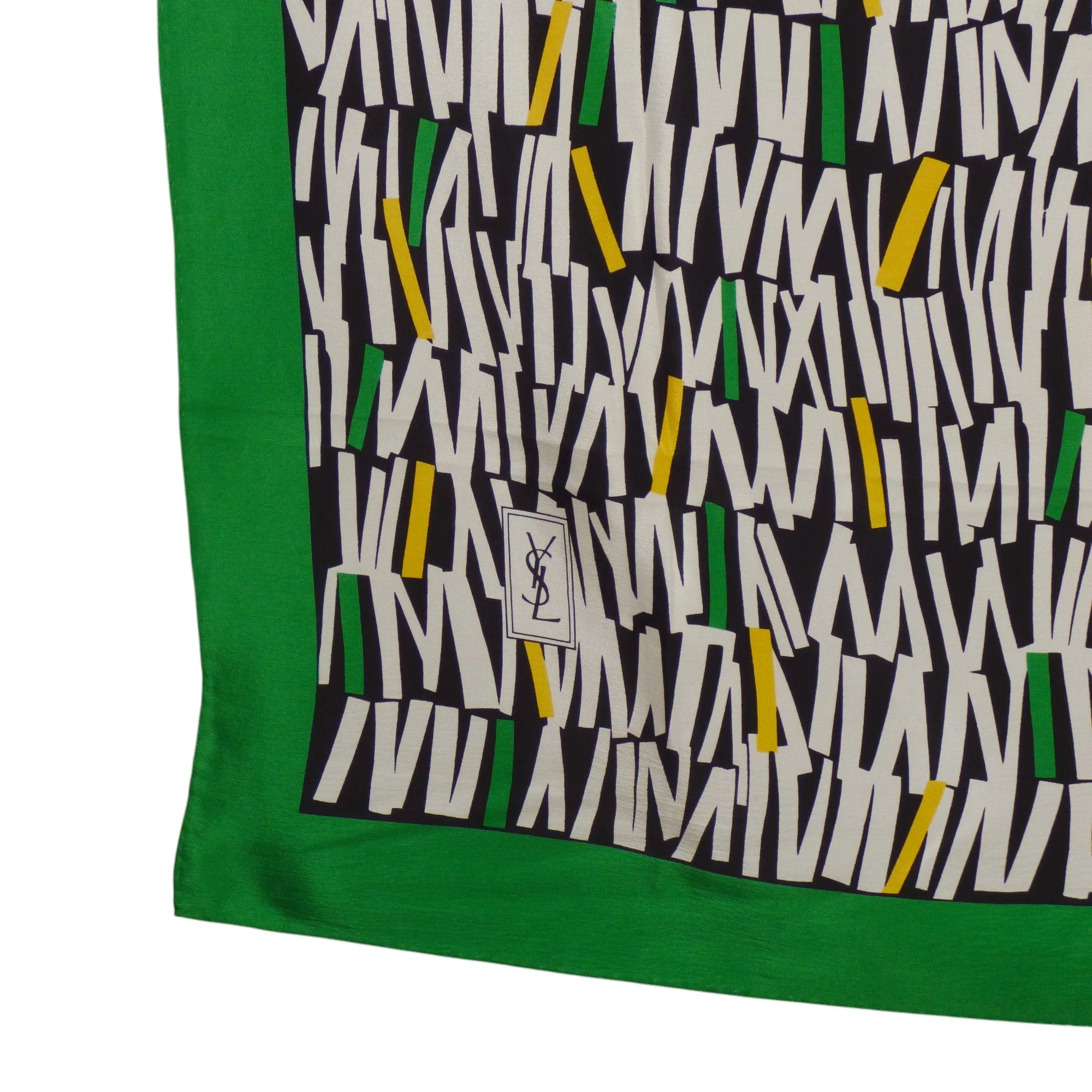 YVES SAINT LAURENT- Multi Color Print Silk Scarf