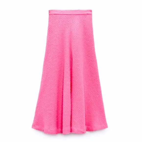 Zara textured pink long skirt