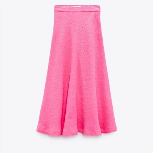 Zara textured pink long skirt